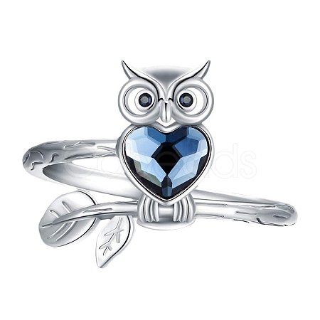 Alloy Rhinestone Owl Finger Rings for Women PW-WG327F8-01-1