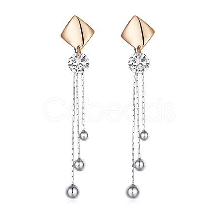 Eco-Friendly Brass Micro Pave Cubic Zirconia Dangle Stud Earring EJEW-EE0004-11GP-1