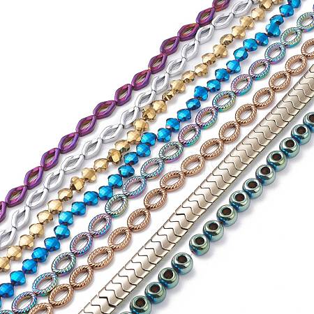 Rainbow Color Baking Painted Electroplate Non-magnetic Synthetic Hematite Beads Strands G-XCP0009-06-1