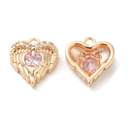 Brass & Glass & Cubic Zirconia Charms KK-G468-54G-01-1