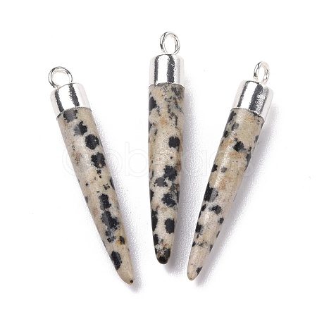 Natural Sesame Jasper Brass Pointed Pendants G-B025-02P-15-1