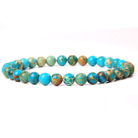 Natural Imperial Jasper Round Beaded Stretch Bracelet SF8562-19-1