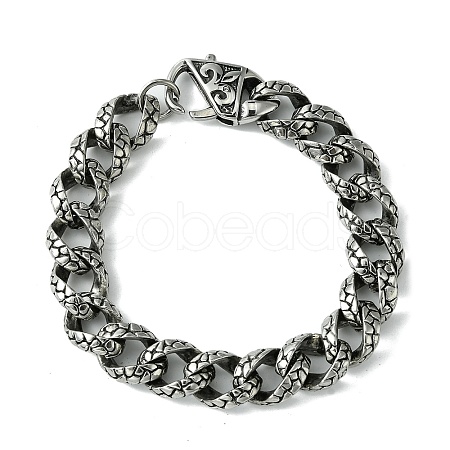 304 Stainless Steel Snake Skin Twisted Chain Bracelets for Women Men BJEW-C063-12AS-1