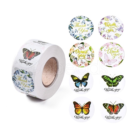 8 Patterns Butterfly Round Dot Self Adhesive Paper Stickers X-DIY-A042-13A-1