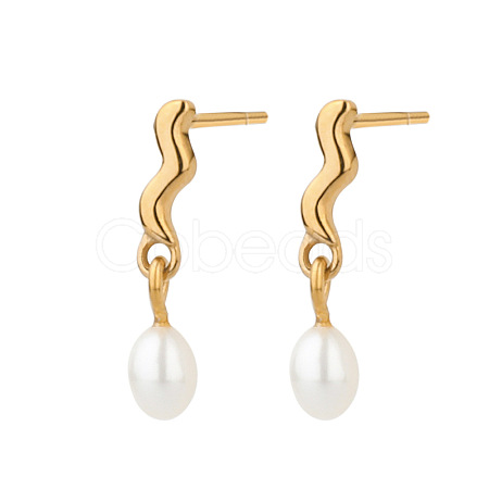 Stainless Steel with Pearl Stud Earrings for Women OJ6889-1-1