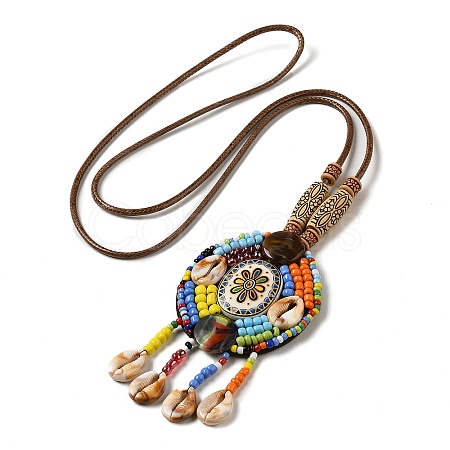 Bohemian Seashell Hemp Rope Necklace with Tassel Pendant for Women DK8387-1-1