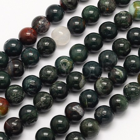 Natural Bloodstone Beads Strands G-N0166-04-6mm-1