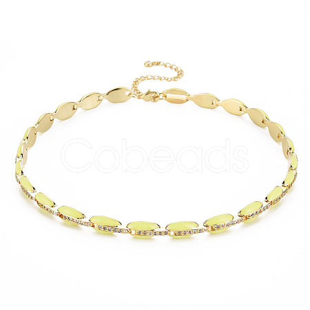 Brass Micro Pave Cubic Zirconia Link Tennis Necklaces for Women NJEW-T013-01G-01-1
