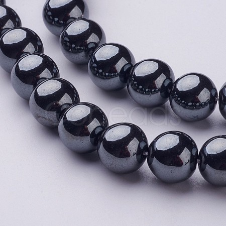 1 Strand Grade AAA Non-Magnetic Synthetic Hematite Round Beads Strands X-G-H1623-10mm-1-1