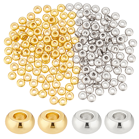 PandaHall Elite 200Pcs 2 Colors Brass Spacer Beads KK-PH0006-56A-1