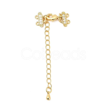 Brass Curb Chain Extenders with Micro Pave Cubic Zirconia X-KK-I705-17G-1