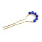 Alloy Hair Forks, with Lapis Lazuli, Hair Accessories for Women Girls, Blue, 104x8mm