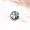 Alloy Enamel Shank Buttons, with Plastic Imitation Pearl Beads, Sun Pattern, Golden, 20mm