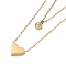 Ion Plating(IP) 304 Stainless Steel Cable Necklaces, Heart & Flat Round with Rhinestone Pendant Necklaces for Women, Real 18K Gold Plated, 15.94 inch(40.5cm)