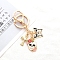 Halloween Metal with Enamel Keychain, Skull with Flower and Butterfly, Golden, 8cm