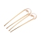 Alloy Enamel Hair Forks, U-shaped, Vintage Decorative for Hair Diy Accessory, Golden, White, 101.5x21x3mm