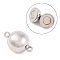 Tarnish Resistant 304 Stainless Steel Magnetic Clasps with Loops, Round, Stainless Steel Color, 21x14mm, Hole: 2mm