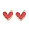 Rack Plating Alloy Enamel Charms, Heart Charm, Golden, FireBrick, 14.5x13x2mm, Hole: 1.6mm