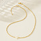 Real 18K Gold Plated 2mm Round Brass Beaded Necklaces, Cross Necklaces, Beige, 16.54 inch(42cm)