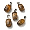 Natural Tiger Eye Pendants, with Stainless Steel Color Plated 201 Stainless Steel Snap on Bails, Rectangle, 20.5~21x11~11.5x11~12.5mm, Hole: 8x4mm