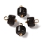 Acrylic Pendants, with Brass Loops, Column, Black, 12.5x8.5mm, Hole: 2.5mm