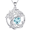 925 Sterling Silver Double-Layer Necklace, Twelve Birthstone Pendants, Tree of Life, Platinum, Light Blue, 16.14~19.69 inch(41~50cm)