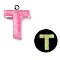 Luminous Resin Pendants, Glow in the Dark, with Platinum Plated Loop, Letter, Letter T, 21~24x5.5~28x5~5.5mm, Hole: 1.8mm