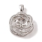 925 Sterling Silver Peg Bail Pendants, with Cubic Zirconia, Hollow Flower Charm, for Half Drilled Beads, Real Platinum Plated, 20x17x4mm, Hole: 3x4mm, Pin: 0.8mm