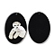 Opaque Smiling Human Pattern Acrylic Pendants, with Shell, Black, Oval, 39.5~40x26.5~27x2.4mm, Hole: 1.8mm