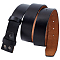 Cowhide Leather Belt Strap, Blank Flat Strap Replacement Accessories, with Belt Rings & Studs & Caps, Black, 1190mm