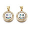 Brass Micro Pave Clear Cubic Zirconia Pendants, with Shell, Nickel Free, Flat Round with Smiling Face, Real 16K Gold Plated, 15.5x14x3mm, Hole: 3.5x4mm