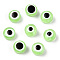 Resin Beads, Flat Round, Evil Eye, Pale Green, 7.5~8x5~6mm, Hole: 1.8~2mm