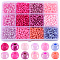 SUNNYCLUE 156G 12 Style Glass Seed Beads, Mixed Style, Round, Pink, 4~5x3~4mm, Hole: 1~2mm, 13g/style