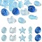 25Pcs 5 Style Ocean Themed Transparent Glass Beads Sets, Mixed Shapes, Sky Blue, 12~15x8~15x5~9mm, Hole: 1mm, 5pcs/style