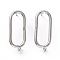 Non-Tarnish 201 Stainless Steel Stud Earring Findings, with Vertical Loop and 316 Stainless Steel Pin, Oval, Stainless Steel Color, 25.5x10mm, Hole: 2.5mm, Pin: 0.7mm.