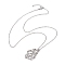 Crystal Stone Cage Pendant Necklaces, 304 Stainless Steel Cable Chain Necklaces , Stainless Steel Color, 23.43 inch(59.5cm)