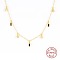 925 Sterling Silver Tassel Rectangle Bib Necklaces, Minimalist Design Collarbone Chain Necklaces, Black, 15.75 inch(40cm)