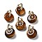 Rack Plating Brass Hoop Earrings, with Natural Tiger Eye, Long-Lasting Plated, Cadmium Free & Lead Free, Donut/Pi Disc, 27mm