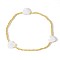 Beach Vacation Style Minimalist Fashion Brass Beads Bracelet, with Heart Shell Beads, Golden, 6-7/8 inch(17.5cm)