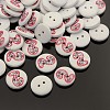 2-Hole Flat Round Number Printed Wooden Sewing Buttons BUTT-M002-2-1
