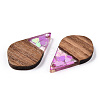 Transparent Resin & Walnut Wood Pendants RESI-N039-60A-2