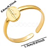 Minimalist Oval with Flower 304 Stainless Steel Wide Band Cuff Open Rings for Women PL9348-2-1