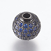 Brass Micro Pave Cubic Zirconia Beads ZIRC-E134-10mm-02B-1