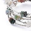 Five Loops Natural Indian Agate & Moonstone Wrap Bracelets BJEW-JB04488-02-2