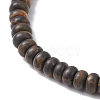 Natural Coffee Jasper Rondelle & Pearl Beaded Stretch Bracelets BJEW-JB09918-02-4