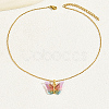Plastic Butterfly Pendant Necklace with Golden Stainless Steel Chains XQ2799-2-2