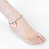 Nylon Cord Braided Charm Anklets AJEW-AN00230-5