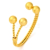 Round Balls Brass Cuff Bangles for Women BJEW-F477-03G-1