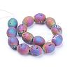 Electroplated Natural Druzy Geode Agate Bead Strands G-P251-A03-2