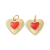 Heart Brass Enamel Pendants KK-G435-07G-01-2